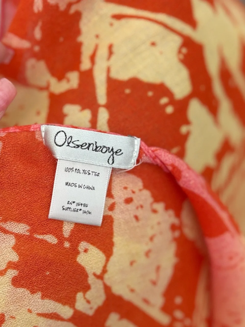 Olsenboye Orange Pink Scarf Wrap Shawl Beach Cover Up Boho